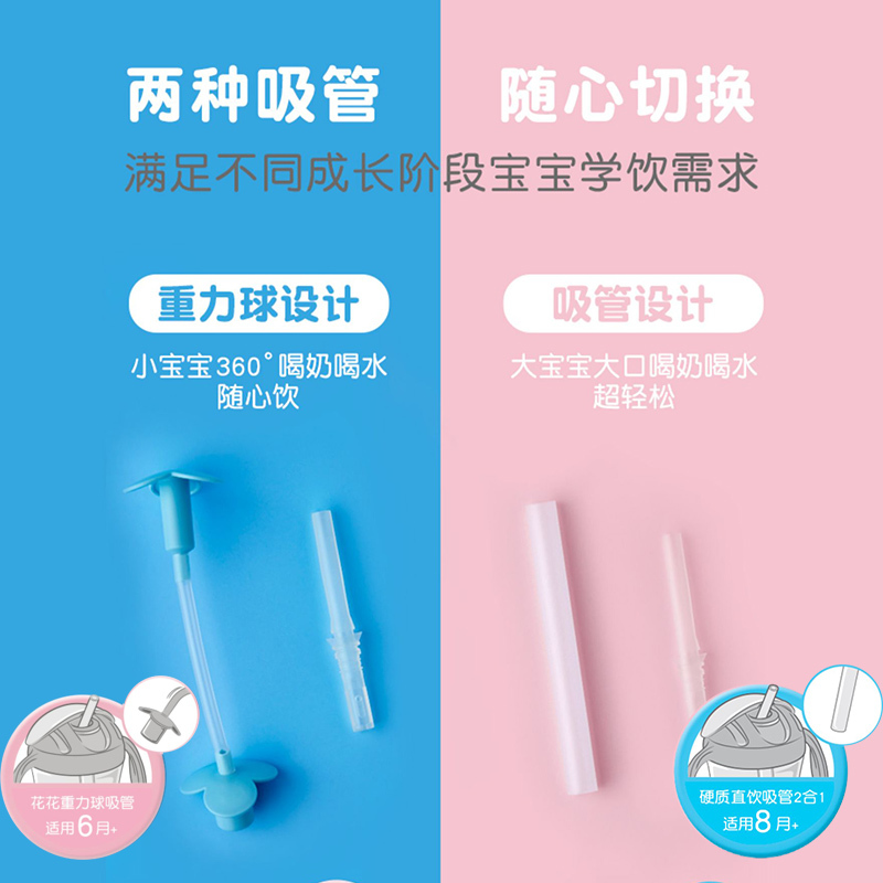 NUK PPSU抱抱吸管杯 270ml(重力球+吸管)粉色