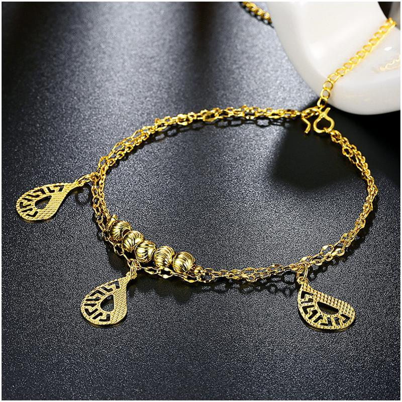 A056-A Women 18K yellow gold anklet jewelry 镀黄金色女脚链潮