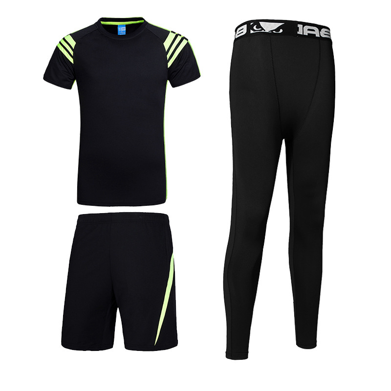 健身服男套装三件套 春夏健身房速干运动短袖跑步瑜伽服