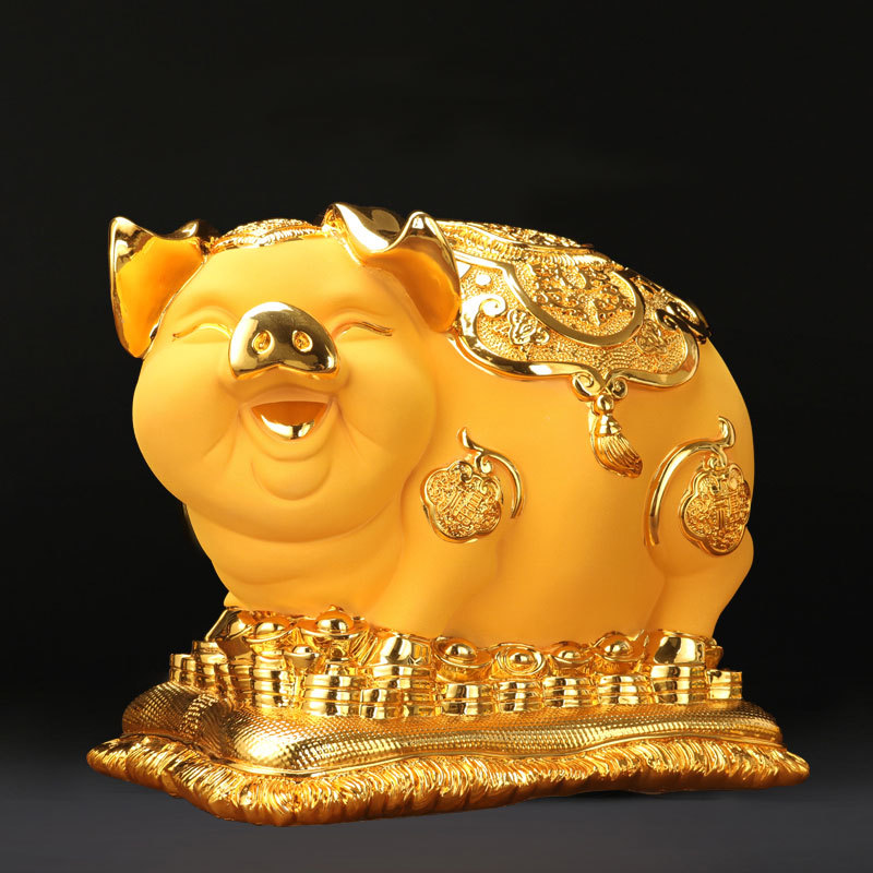 添福运 树脂摆件工艺品家居客酒柜装饰品玄关客厅生肖金猪存钱罐摆件办公室装饰店铺装饰开业礼品乔迁礼品收银台装饰品金猪存钱罐高清大图