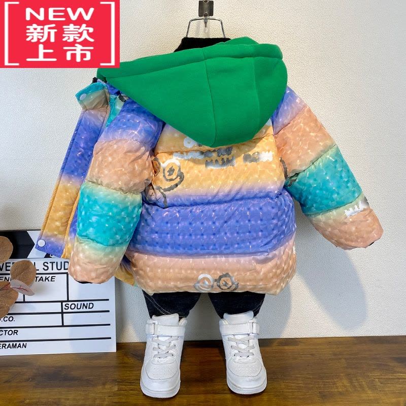 可莉允男童冬季棉衣外套2022新款儿童韩范加厚羽绒棉服潮宝宝中长款棉袄图片