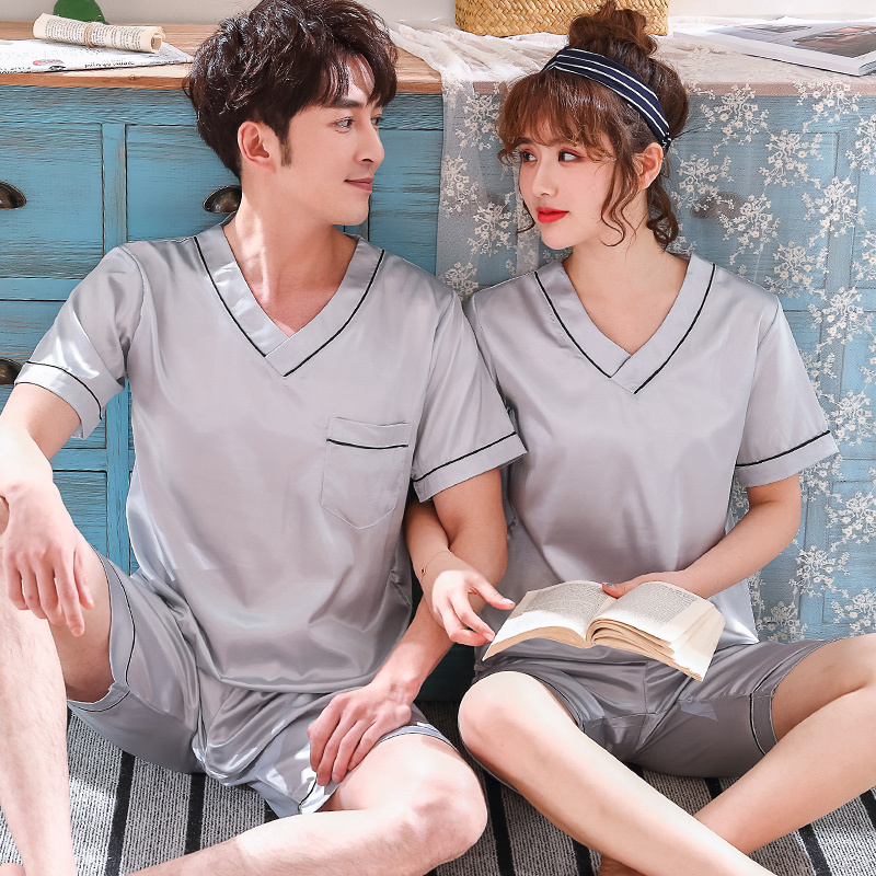 suntek睡衣情侣睡衣夏天韩版冰丝性感套装青年男女式短袖薄款夏季家居