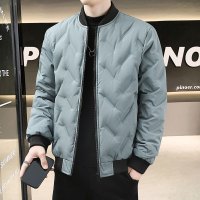 官方轻薄款冬季加厚保暖羽绒棉服男棒球领休闲棉衣外套冬装棉袄 4XL 浅蓝