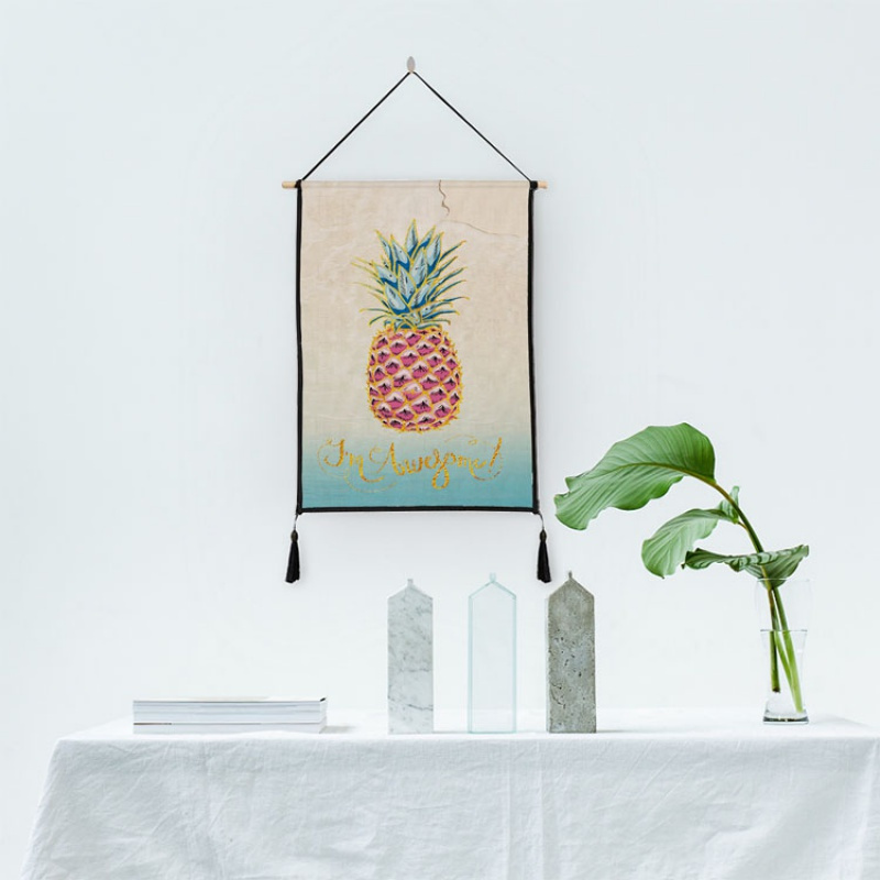 北欧 菠萝系列挂画挂毯壁挂 客厅走廊房间装饰挂画