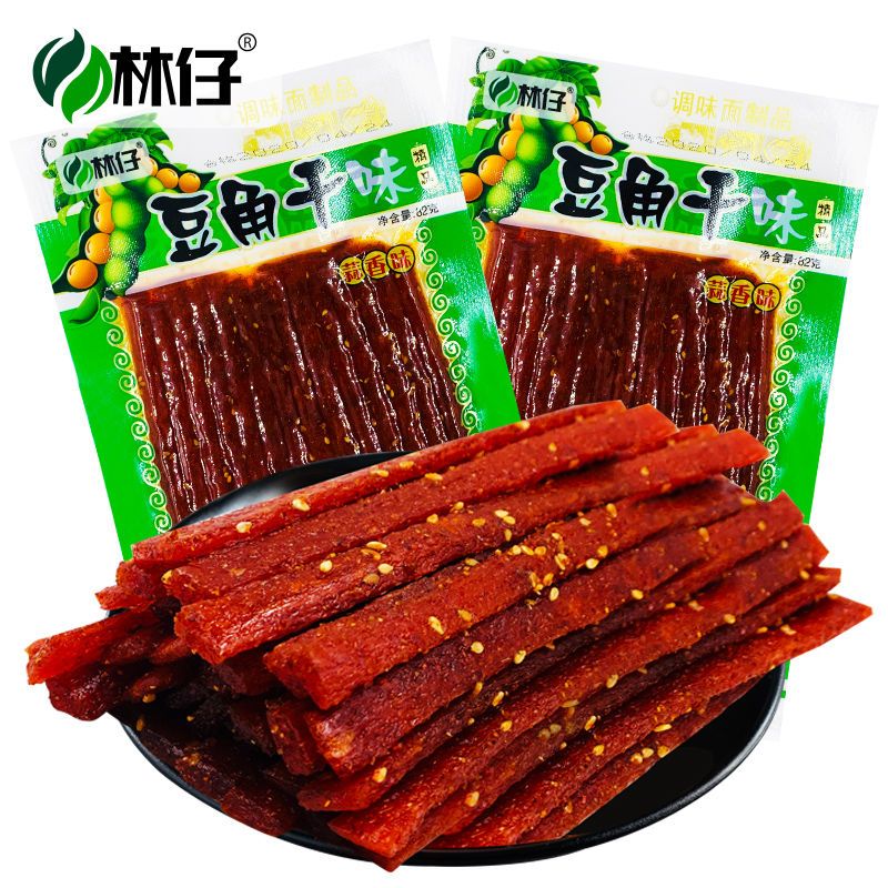 林仔豆角干辣条河南特产辣丝小包超辣8090后儿时小时候的小吃零 豆角干82克*3袋_