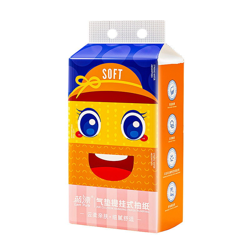 蓝漂卡通男女亲肤面巾纸挂抽2提LP-48788高清大图