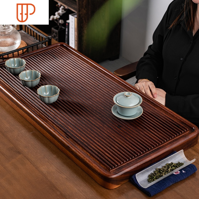整块黑檀木茶盘实木茶台长方形简约家用茶海大号木茶盘