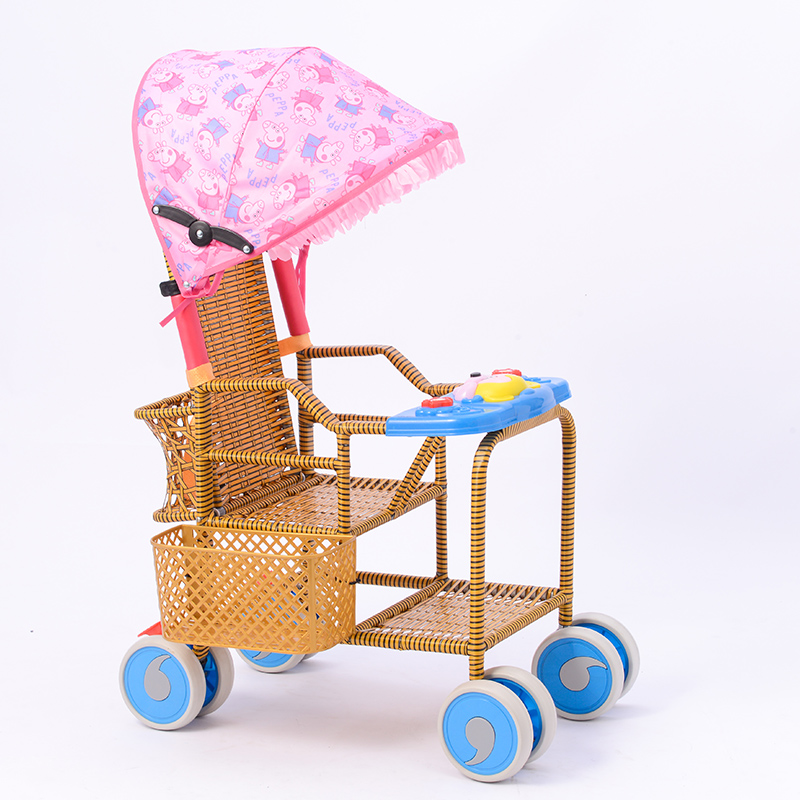 婴儿仿藤推车轻便夏季可折叠竹藤推车儿童藤椅宝宝竹编藤编手推车儿童