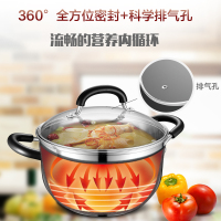 爱仕达(ASD) 24CM电磁通用美式可视复底加厚不锈钢汤锅炖汤锅焖烧锅QB1724