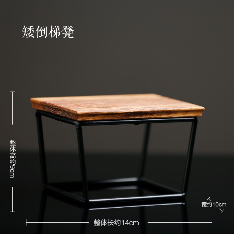 陶瓷工艺品底座置物架底托小博古架酒柜电视柜格子装饰品茶几收纳 三维工匠 矮倒梯凳摆件高清大图