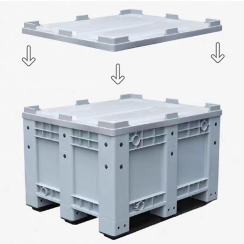 隆博宇 可堆周转箱(塑料围板箱,含盖板底托,承重300kg)1200*1000*780mm图片