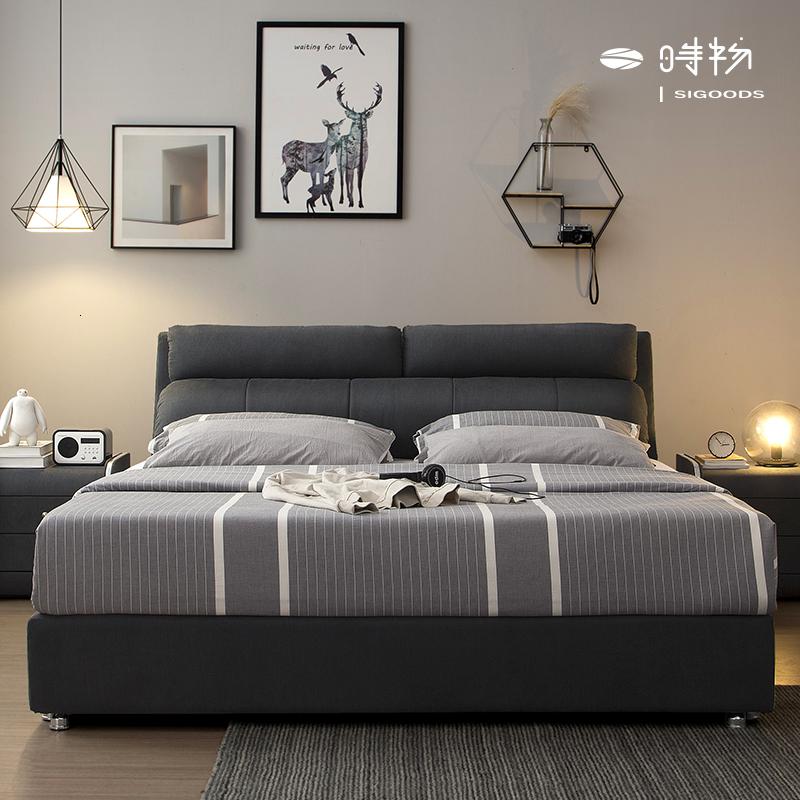 布艺床双人床主卧榻榻米床北欧简约现代1.8米网红科技布床可拆洗 单床1500mm*2000mm组装式架子床