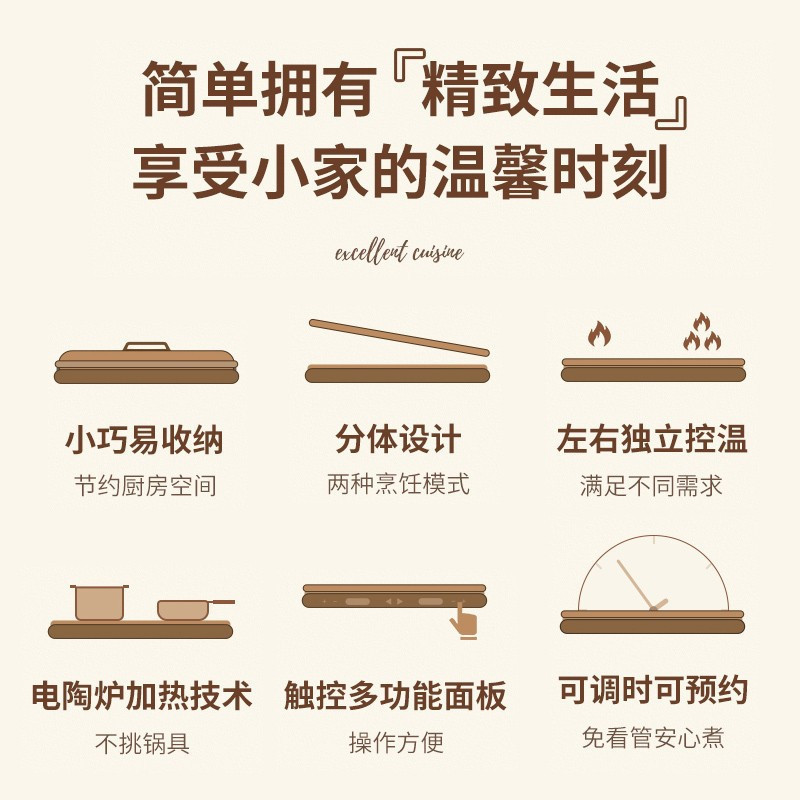 松下(Panasonic)聚嗨盘网红锅多功能料理锅电烤盘烤肉盘灶烤肉分区控温mini多功能锅 NF-X1 香槟金高清大图