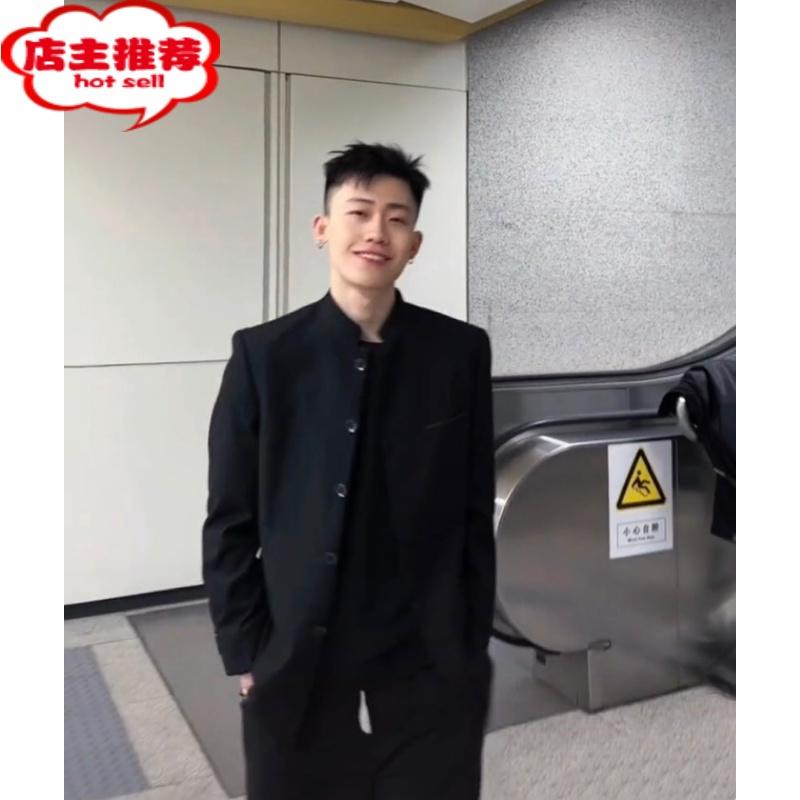 shanchao中山装男抖音赵山河同款上衣新中式外套网红同款夹克立领西装