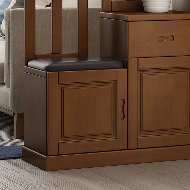 青木川 简约现代实木间厅柜双面客厅餐厅家用入户进门口隔断玄关屏风柜装饰柜1.2米带衣帽架挂衣服酒柜鞋柜一体靠墙高柜图片