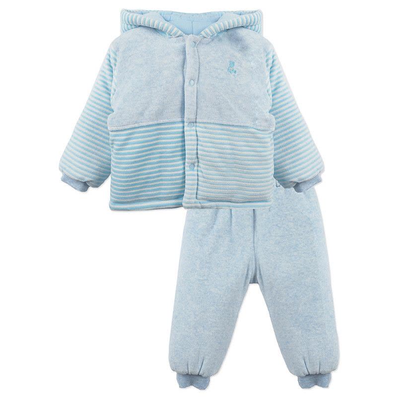 婴姿坊正品男女童夹棉加厚两件套新生宝宝单排扣连帽冬季保暖新品图片