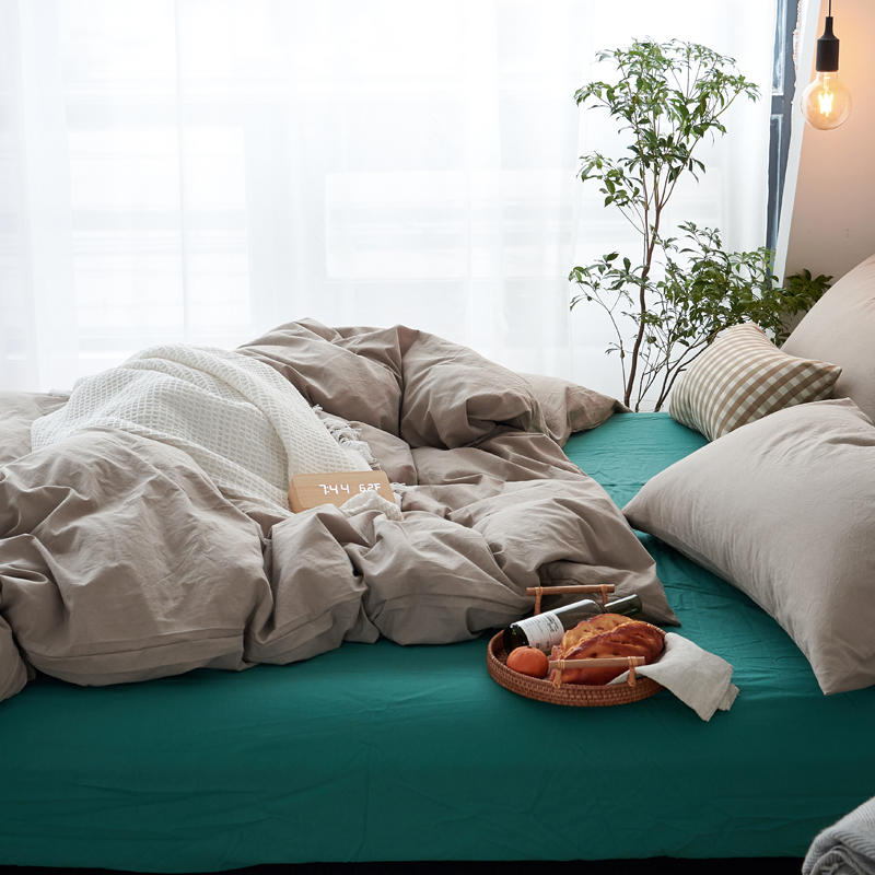 美帮汇床套四件套风 北欧风被罩200×230学生三件套床品 全棉亲肤4高清大图