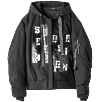 sdeer圣迪奥2018冬装抽绳字母印花连帽常规款加厚羽绒服女Y17482401