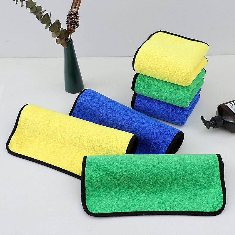 红鲸鱼 洗车毛巾速干双面擦车巾 灰蓝色 30*30cm(600/㎡加厚款) 1条高清大图