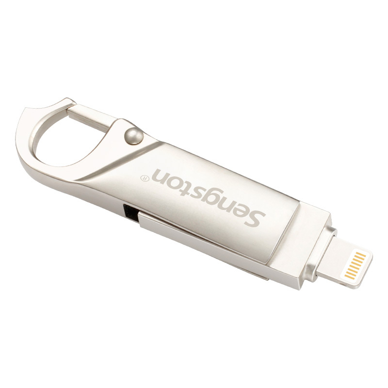 iDiskk胜士顿 苹果手机U盘 USB2.0 OTG017 银色 usb苹果双接头龙虾扣金属旋转U盘 128GB