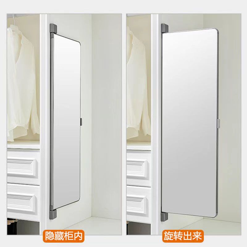 衣柜镜子全身镜内置翻转隐藏旋转试衣镜平开门内装隐形折叠穿衣镜