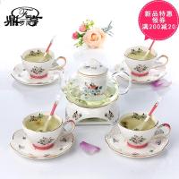 鼎亨欧式浮骨瓷花茶茶具套装陶瓷玻璃蜡烛加热温茶炉底座茶壶