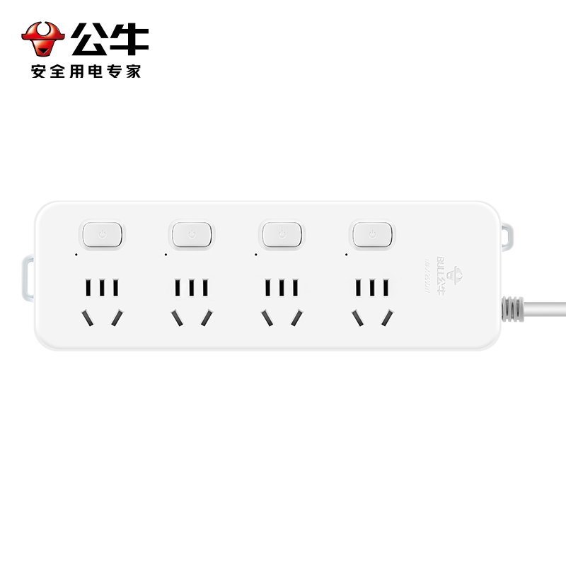 公牛(bull)GN-311全长三米[过载保护]5插位分控 超长线插座多孔拖接线板多功能家用5米10米加长插排插板带线