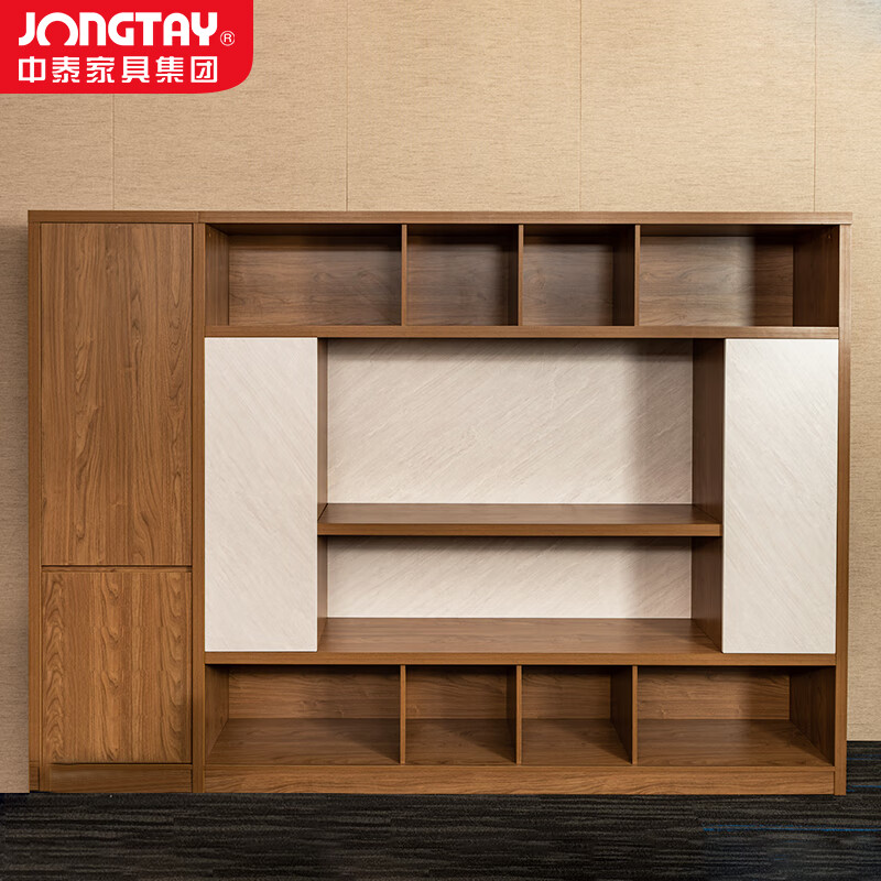 中泰(jongtay)办公柜子木质书柜书架老板办公室文件柜收纳柜储物柜三门2.8米 J-JZ17高清大图