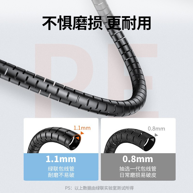 绿联(Ugreen) 30820 包线管束线管 5米 直径25mm 电线收纳固定整理绕线器保护套 电脑汽车电源理线器