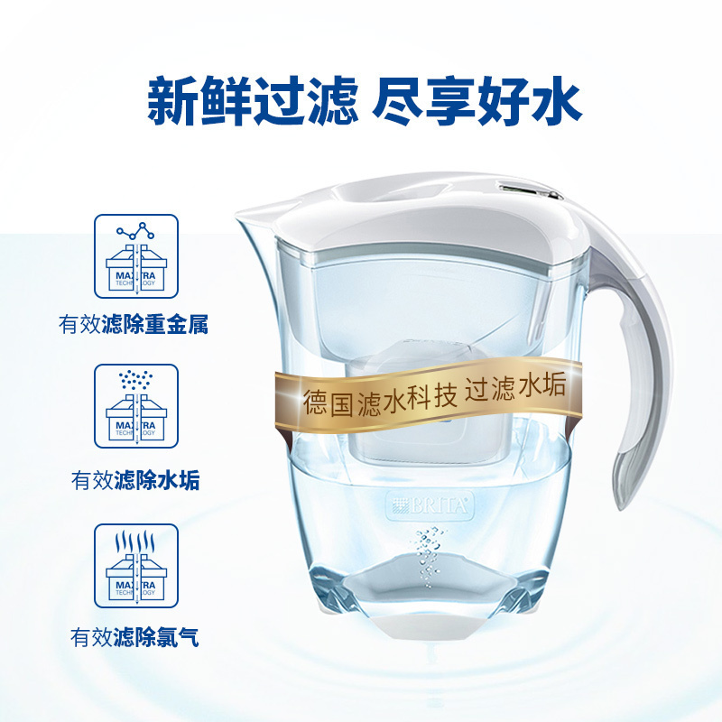 碧然德(BRITA)滤水壶滤芯净水器家用净水壶Elemaris探索者白色一壶3芯