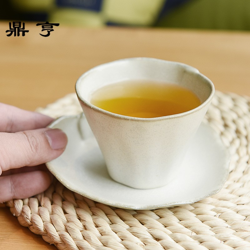 鼎亨日本进口手作陶瓷茶器 花朵树叶子造型 创意小清新茶杯子托盘