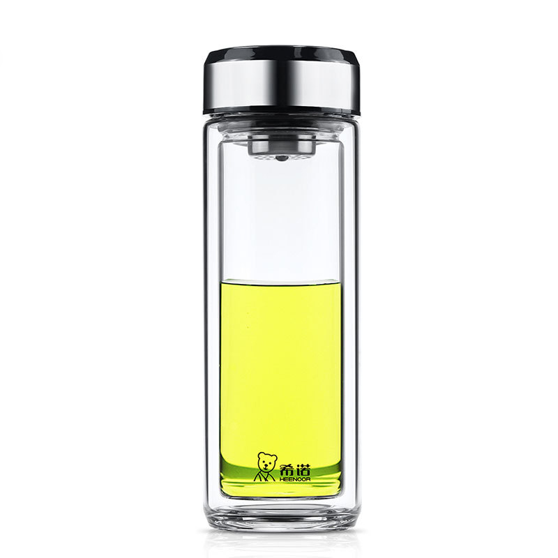 希诺办公泡茶水杯双层耐热商务杯 XN-6711-315ML.