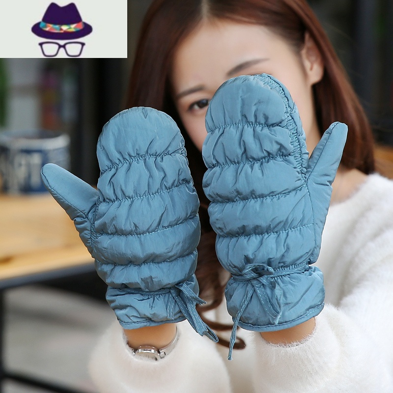 2021新款羽绒棉手套女冬天加厚韩版保暖手套秋冬骑车防风滑雪手套fish