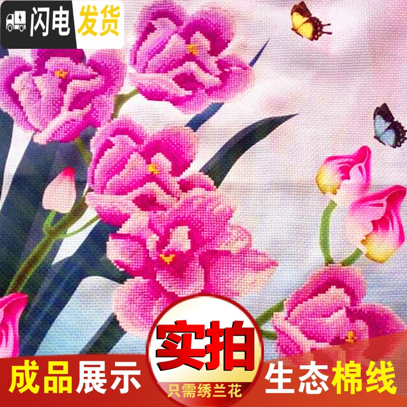 三维工匠2019新款刺绣手工车上车内车用车里放的十字绣抱枕 图一空鼓幽兰(1个枕套无枕芯)只绣花[46*46]2件更划算