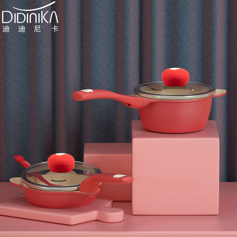 迪迪尼卡(Didinika)新品憨憨熊婴儿辅食锅宝宝蒸锅煮锅煎锅多功能一体锅 红色高清大图
