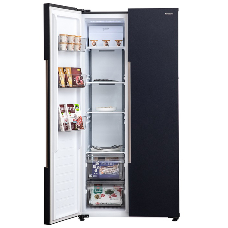 松下nr-b581bg-b 对开门570升 冰箱 顶置压缩机银离子智能wifi 风冷