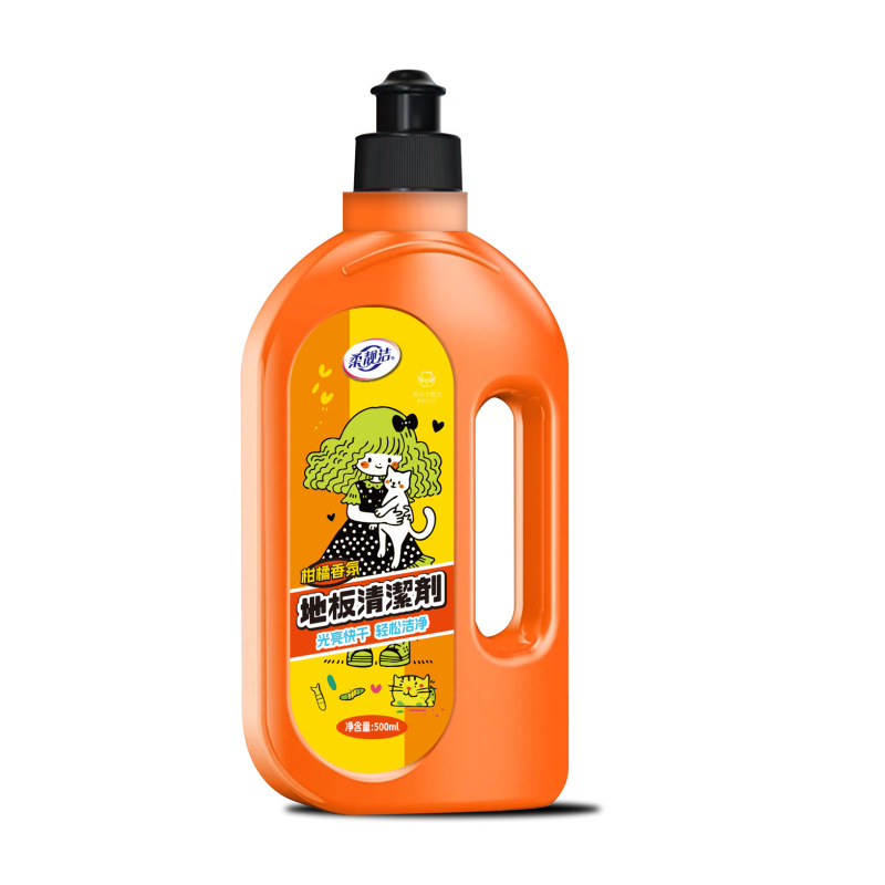 拍1发4瓶 柔靓洁地板清洁剂500ml/瓶香氛地板清洁剂光亮快干实木地板瓷砖地砖拖地清洗液高清大图