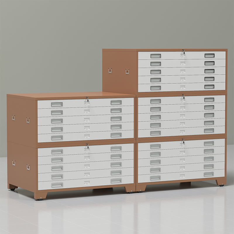 臻远 ZY-DTGA-11 工程图纸柜收纳柜 咖白色0号双节柜高清大图