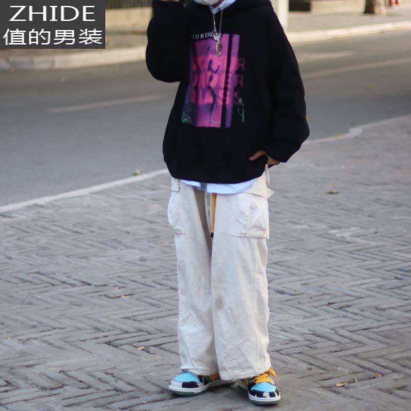 SUNTEKSTL早点睡 高街宽松休闲连帽套头卫衣嘻哈痞帅情侣外套潮男女秋冬卫衣图片