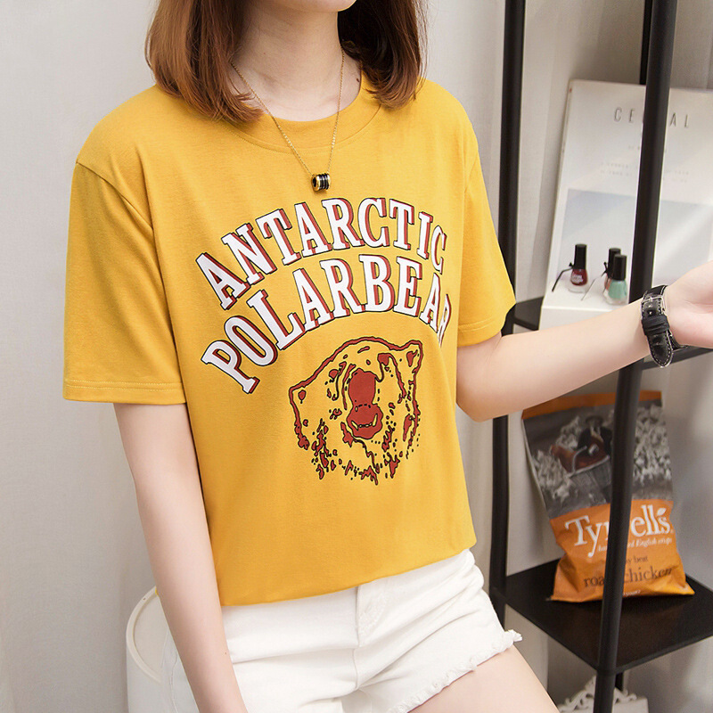 ulzzang短袖T恤女夏装2018新款宽松印花韩版ins超火的上衣打底衫