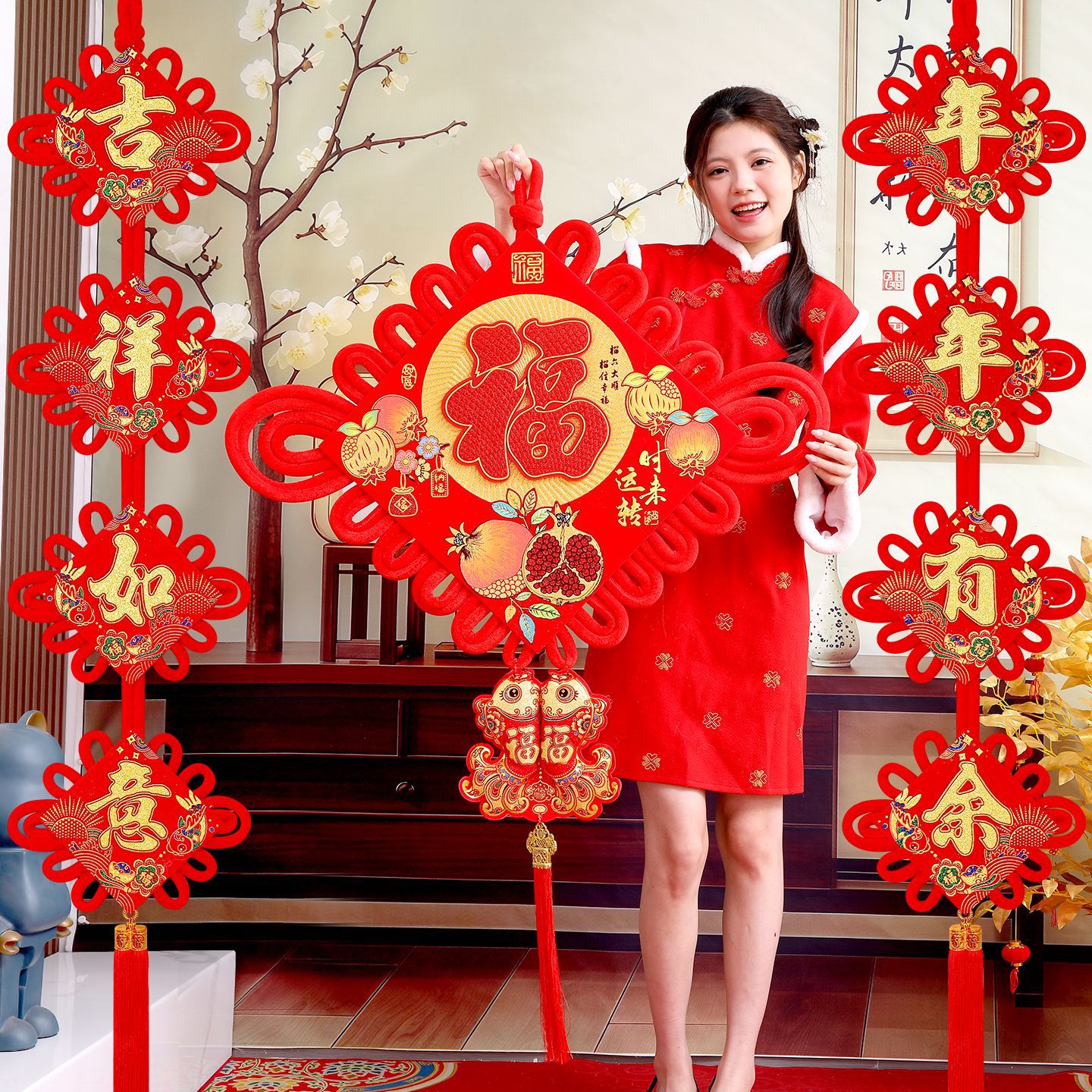 福字中国结挂件大号新年挂饰客厅电视背景墙装饰品春节年货平安结高清大图