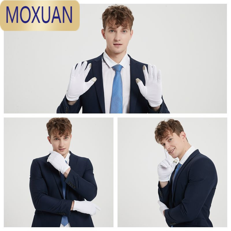 moxuan代驾白手套男女分指通用开车触屏点胶防滑防晒礼仪司机透气手套