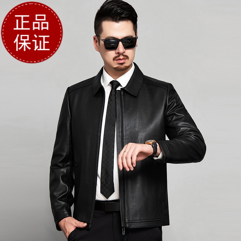 掉皮包换 正品海宁新款头层真皮皮衣男纯皮绵羊皮韩版机车服帅气商务夹克外套潮早买早便宜高清大图