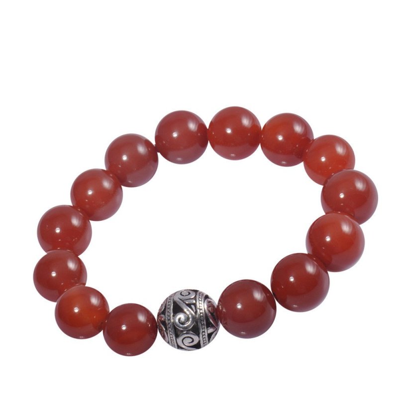 梦克拉 S925银红玛瑙手链 珠联璧合 民族风 送朋友