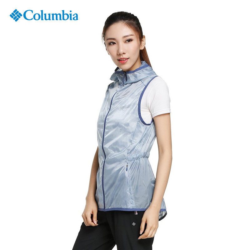 哥伦比亚(Columbia)户外女春夏连帽轻薄透气皮肤衣马甲户外风衣KR1015