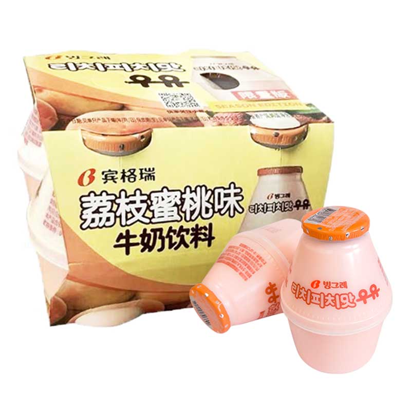 宾格瑞 荔枝蜜桃味牛奶饮料238ml*4(每周四发货)高清大图