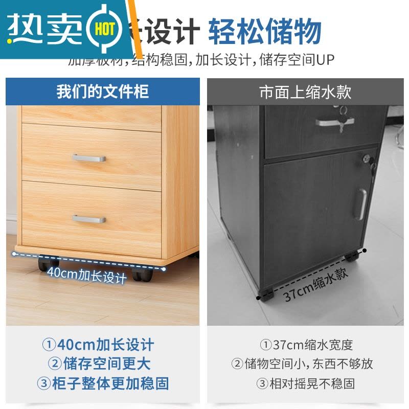 敬平收纳柜抽屉式多层木质加厚带锁办公室桌下可移动文件置物储物柜子图片