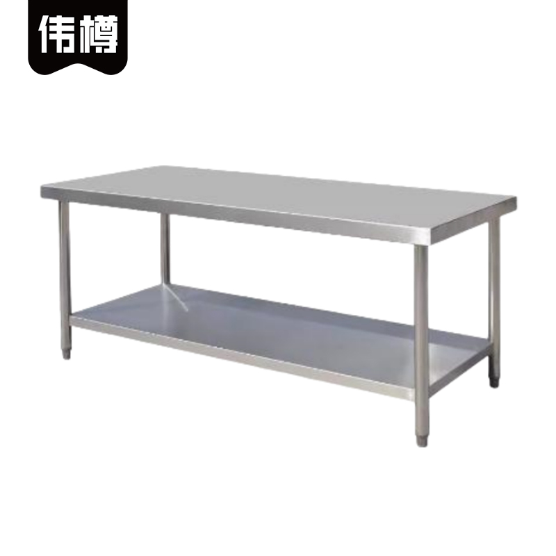 伟樽双层平板工作台可开孔1600*760*800mm(304)张高清大图