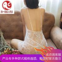 迷迭香 小胸蕾丝透视情趣内衣睡衣细肩带镂空露背A字睡裙带