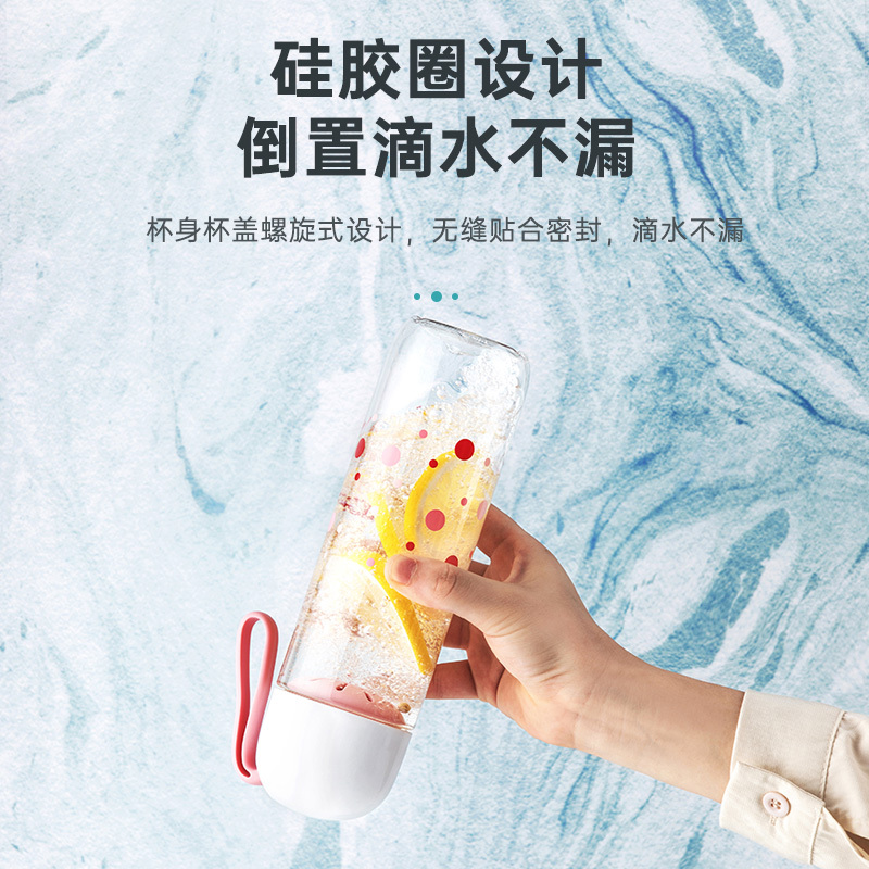 茶花水杯清新森系可爱儿童学生防摔tritan运动水杯男女塑料杯大容量便携随手杯